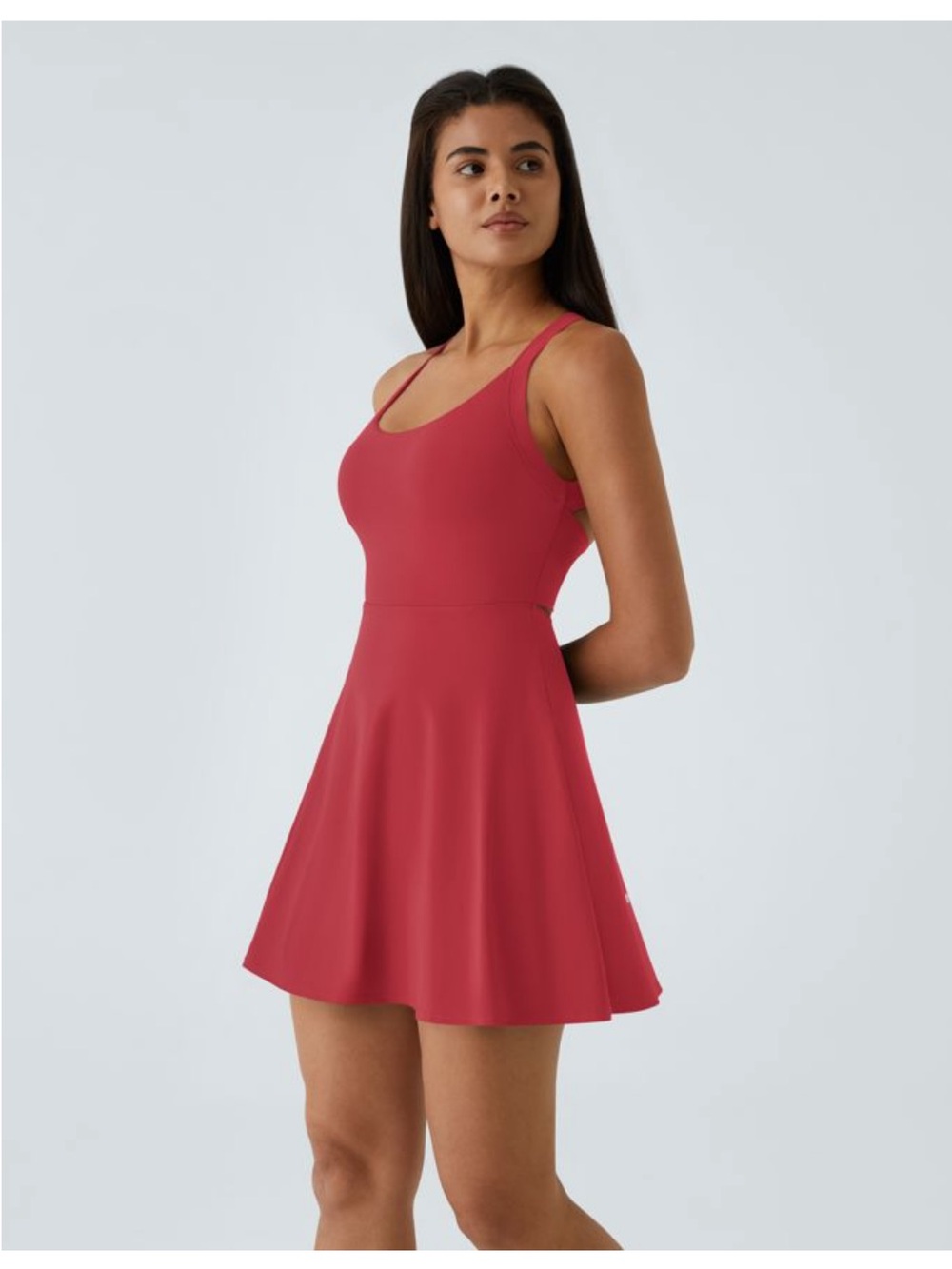 Halara Women's Flare Dance Active Dress in Red - Longer length- easy peasy - NEW